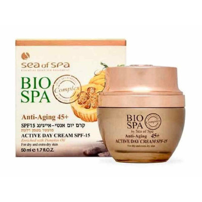 Sea Of Spa 45+ קרם יום לעור יבש ויבש מאוד אנטי- אייג'ינג SPF-15 מועשר בשמן דלעת Anti Aging  Active Day Cream 50ml
